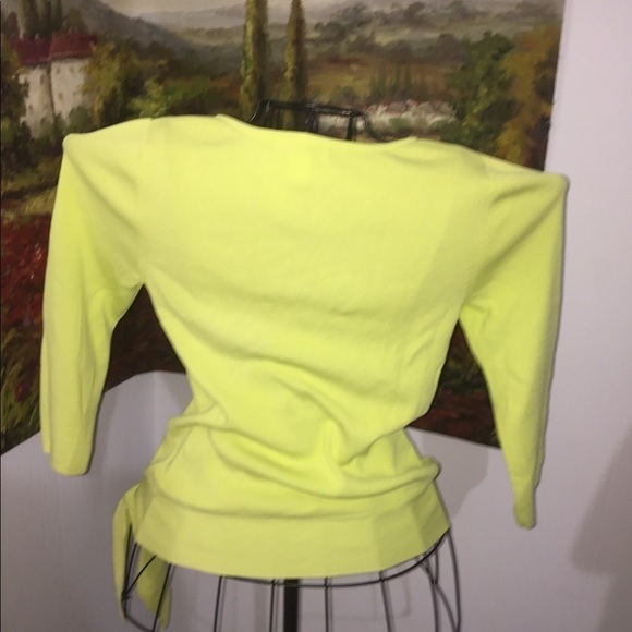 Coldwater Creek size small bright yellow green 3/4 length sleeve stretch tie - Picture 6 of 7